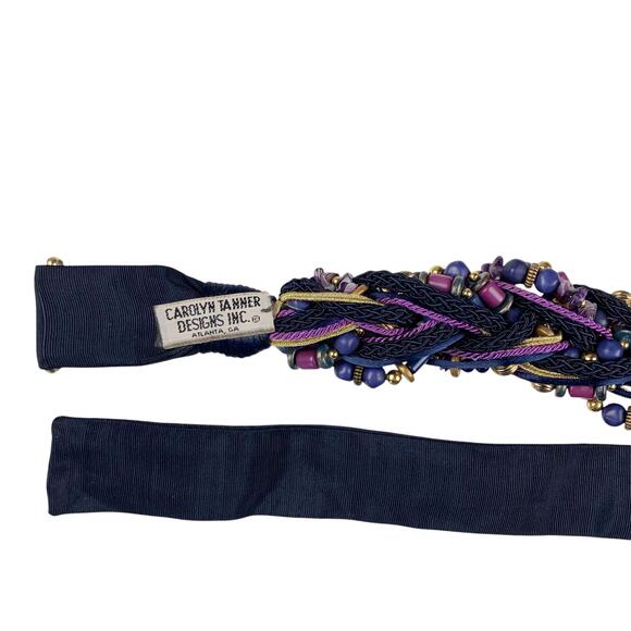 Vintage Carolyn Tanner Designs Belt Beaded Purple Gold Braided Women's One Size - Picture 7 of 8